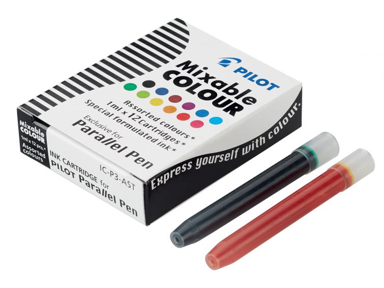 Pilot Lot de 12 Recharges pour Stylo Plume Parallèle - Capacité 1 ml - Couleurs Assorties