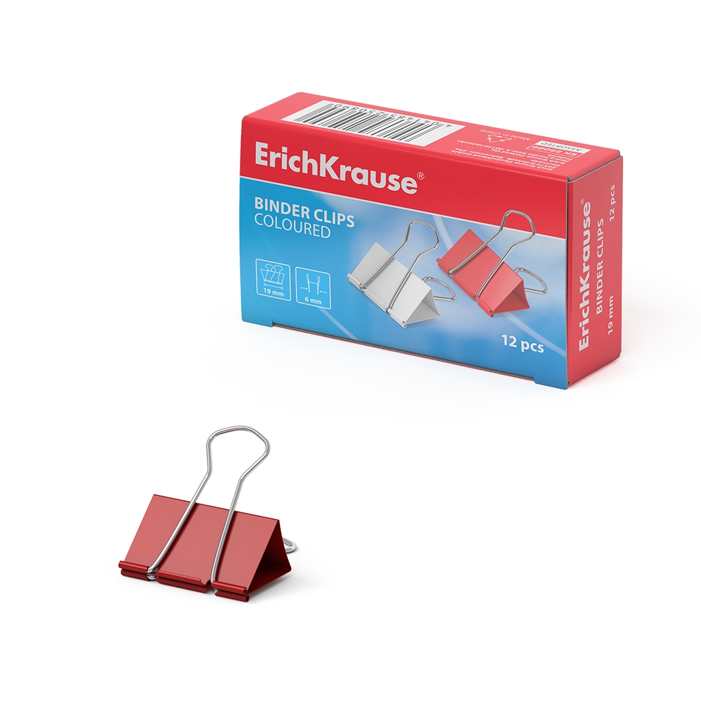 Pinces Erichkrause pour papiers de couleur - 19 mm - Résistance améliorée - Capacité jusqu'à 70 feuilles - Couleur métallique
