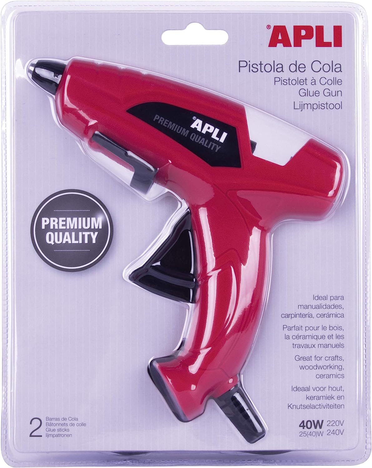 Apli Pistolet à Colle 40W Rouge