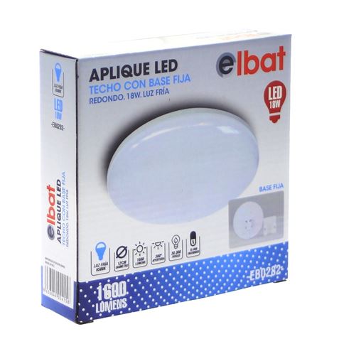 Plafonnier LED Elbat avec Base Fixe Ronde 18W Lumière Froide