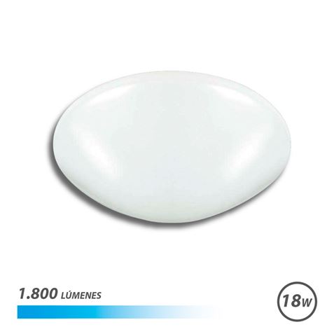 Plafonnier LED Elbat - Puissance : 18 W - Lumens : 1800 - Lumière froide : 6500 K - Ac 175-265 V - Diamètre : 30 cm - Angle : 180º - 30 000 heures - Couleur blanche