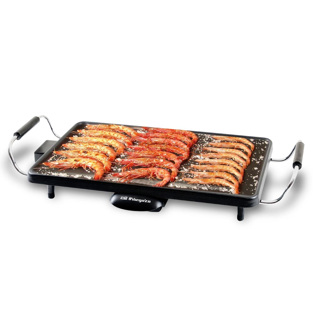 Planche à griller Orbegozo Purity - Préserve les liquides et les nutriments - Cuit les viandes - Légumes et plus - Poignées froides - Transport facile - 2000 W - Antiadhésif