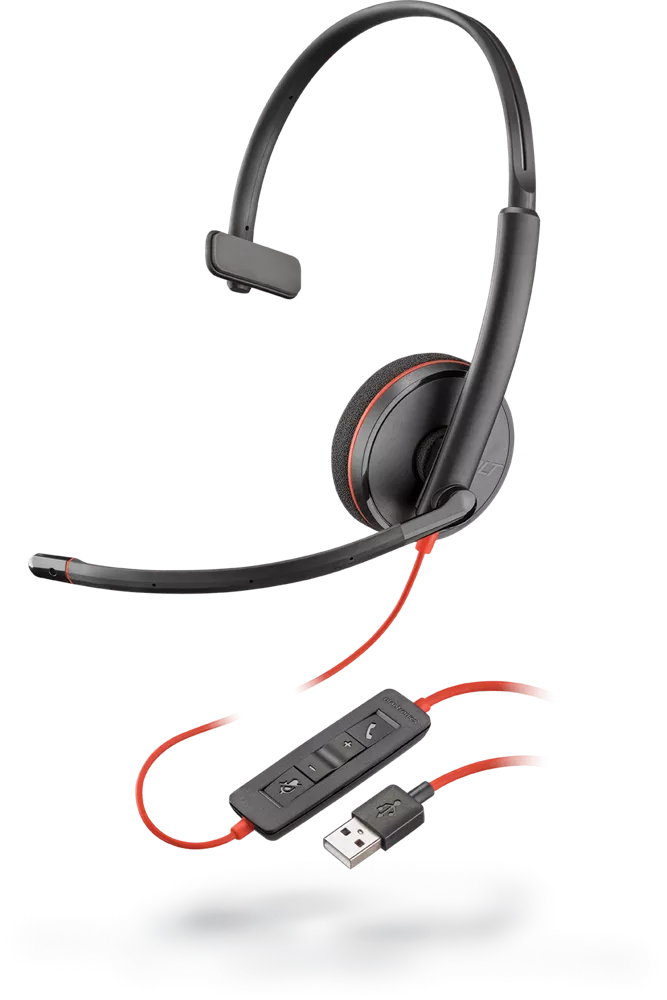 Plantronics Blackwire C3210 Casque monaural USB-A avec microphone - Coussin d'oreille rembourré - Commandes sur câble