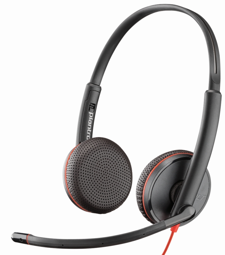 Plantronics Blackwire C3225 Casque avec Microphone USB / Jack 3,5 mm - Coussinets rembourrés - Commandes par câble - Couleur Noir