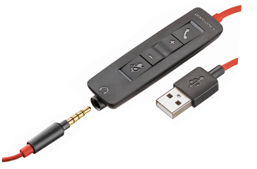 Plantronics Blackwire C3225 Casque avec Microphone USB / Jack 3,5 mm - Coussinets rembourrés - Commandes par câble - Couleur Noir