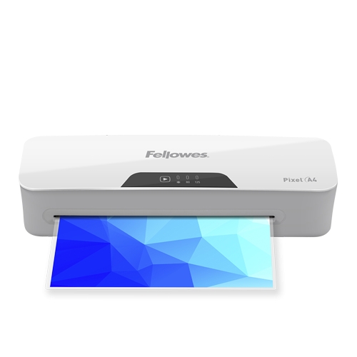 Plastifieuse Fellowes Pixel A4 - Chauffe en 3 minutes - Convient aux couvertures de 80 à 125 microns - Couleur Blanc/Gris