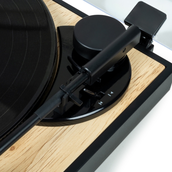 Platine vinyle préamplifiée Thomson TT301 - Fonction d'arrêt automatique - Couleur bois/blanc