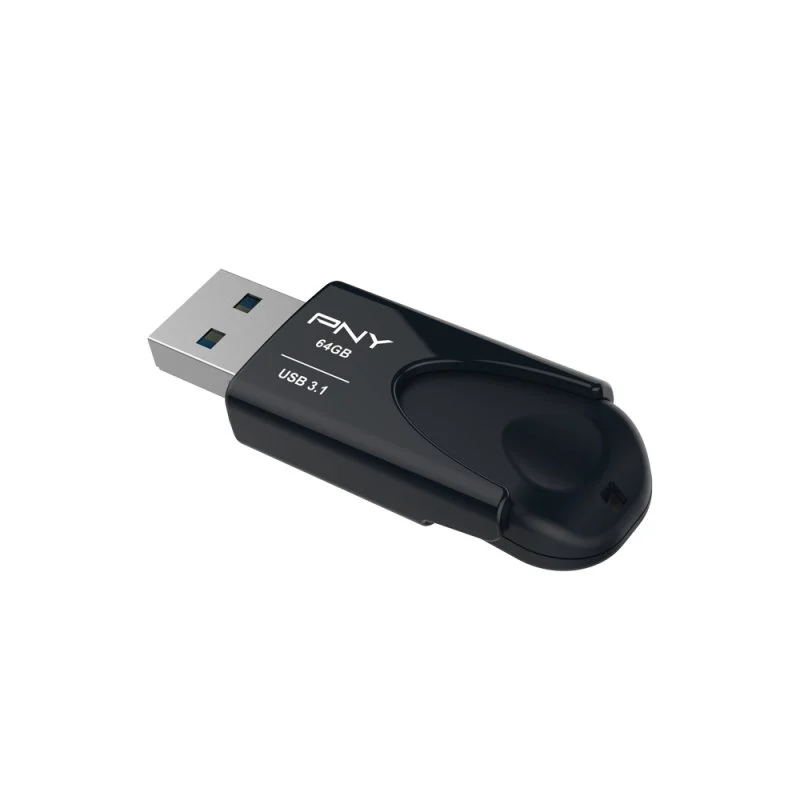 PNY Attache 4 USB 3.1 Mémoire 64 Go - Clip porte-clés - Noir (Pendrive)