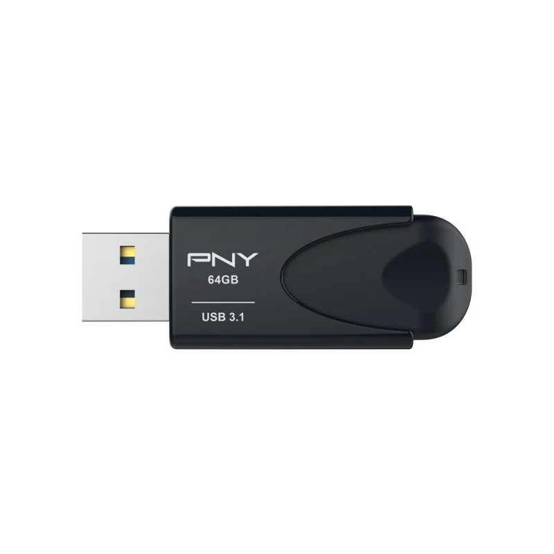 PNY Attache 4 USB 3.1 Mémoire 64 Go - Clip porte-clés - Noir (Pendrive)
