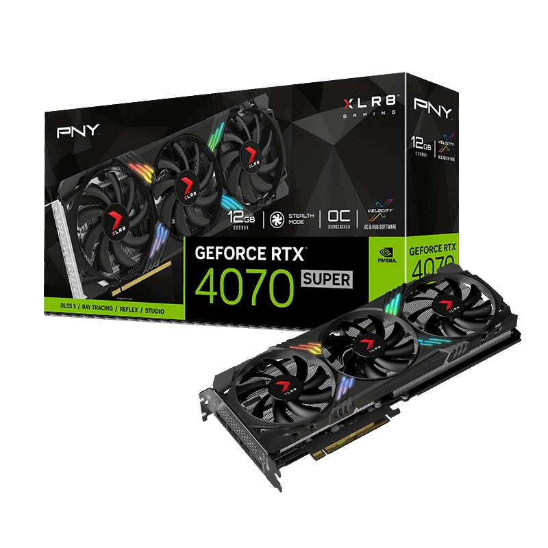 PNY GeForce RTX 4070 SUPER 12 Go XLR8 Gaming VERTO ? Triple ventilateur DLSS 3 - Éclairage Epic-X - PCIe 4.0, HDMI, DisplayPort