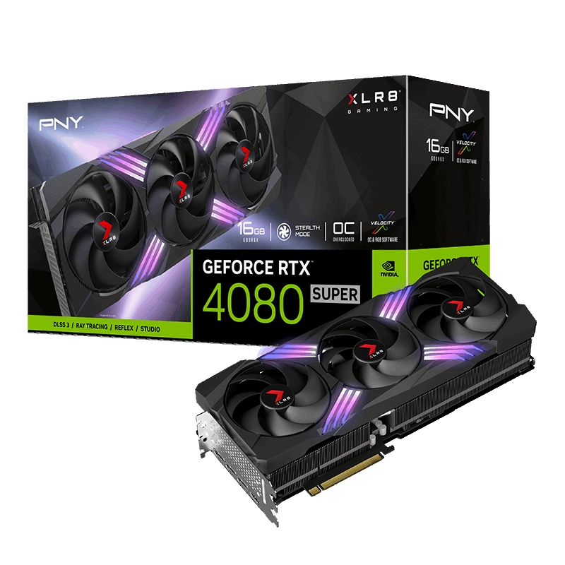 PNY GeForce RTX 4080 Super 16 Go XLR8 Gaming VERTO ? Triple ventilateur DLSS 3 - Éclairage Epic-X - PCIe 4.0, HDMI, DisplayPort