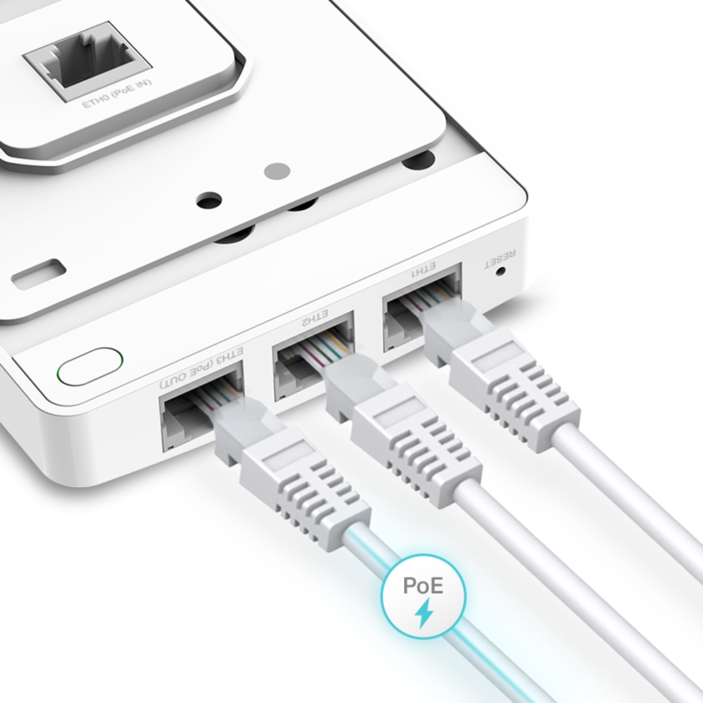 Point d'accès sans fil mural TP-Link Omada AC1200 MU-MIMO - Ultra fin - 4 ports Ethernet Gigabit