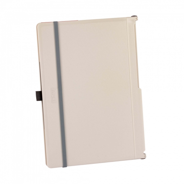 Porte-bloc pliable Apli - Compact et facile à transporter - Peut contenir des feuilles avec du caoutchouc élastique - Extension de stylo - Matériau ABS résistant - Design fonctionnel et polyvalent - Couleur blanche