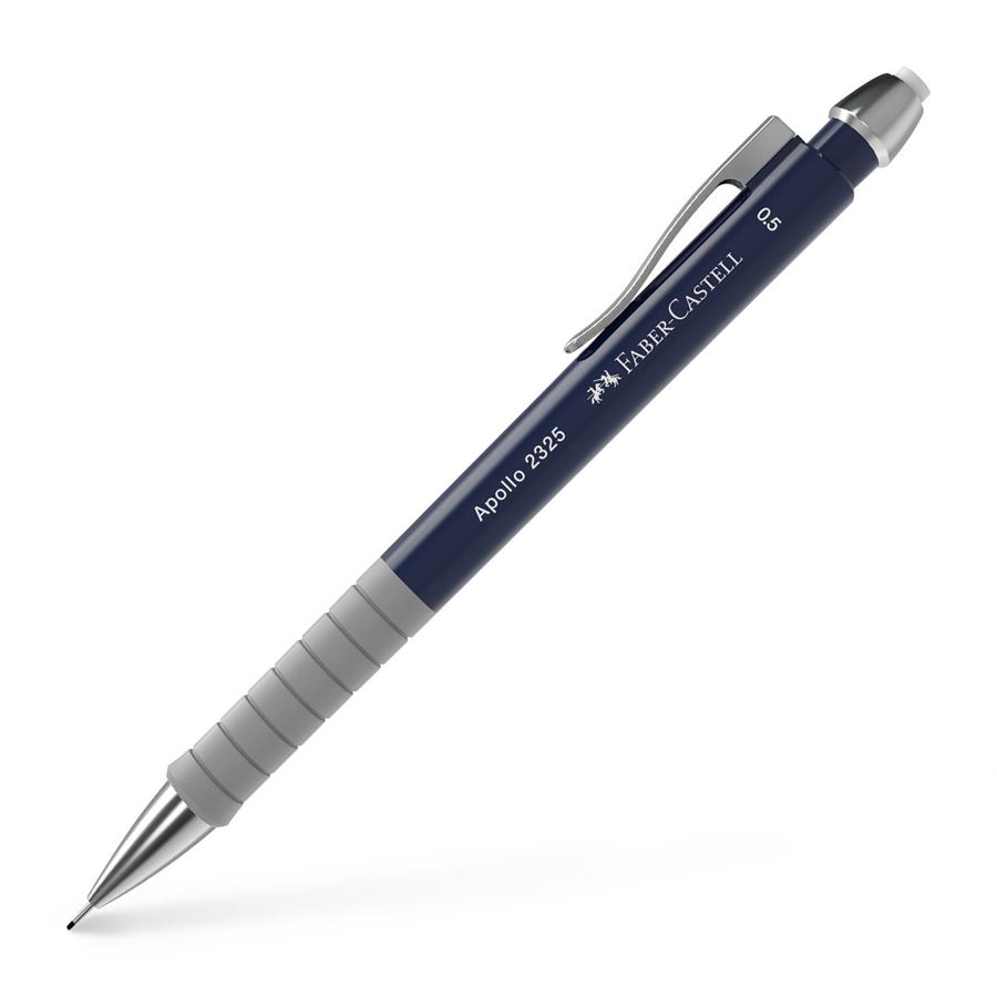 Portemine Faber-Castell Apollo - Ligne 0,5 mm - Prise en main ergonomique - Gomme intégrée - Corps bleu foncé