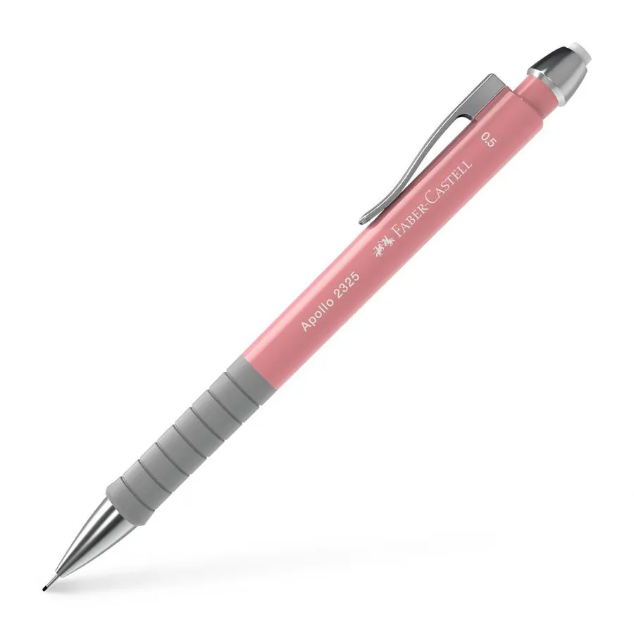 Portemine Faber-Castell Apollo - Ligne 0,5 mm - Prise en main ergonomique - Gomme intégrée - Couleur rose du corps
