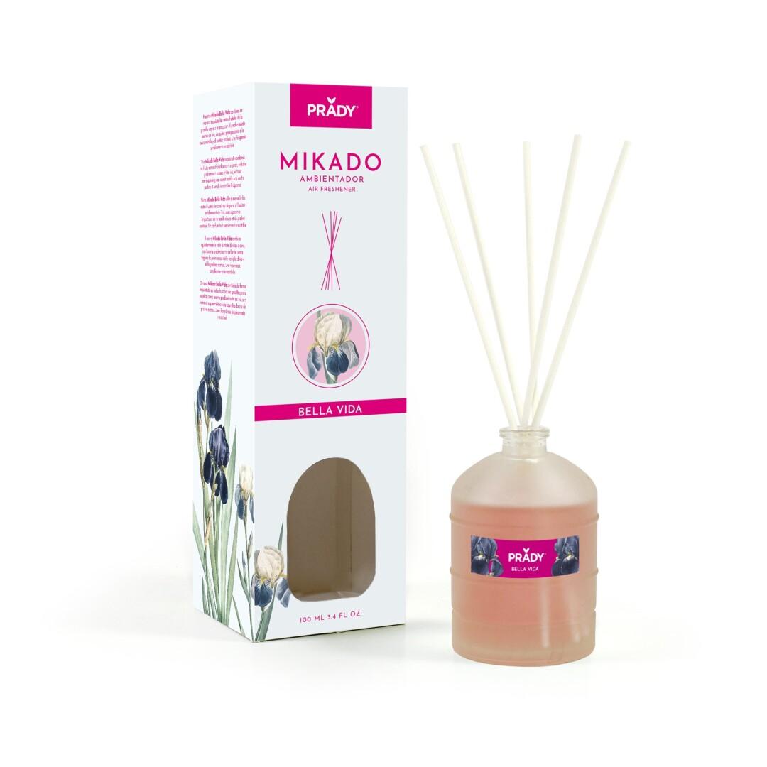 Prady Mikado Belle Epoque Désodorisant - Bouteille en Verre 100 ml et Baguettes Diffuseur