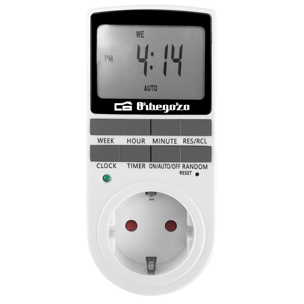 Programmateur électronique hebdomadaire Orbegozo Pg 25 - Contrôlez votre maison 24 heures sur 24 - 10 mémoires programmables - Fonction système antivol - Économie d'énergie - Écran LCD 2,4"