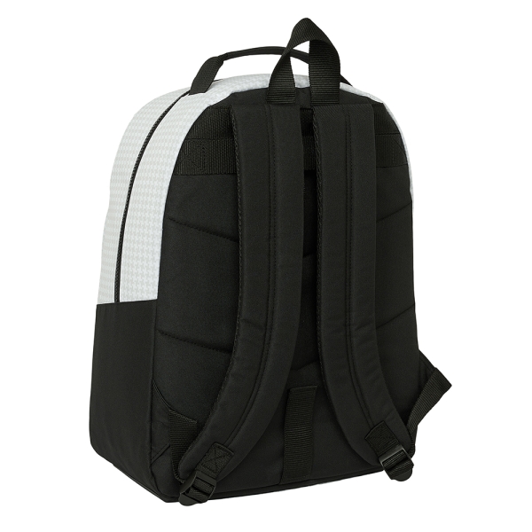Protection Safta Real Madrid 1ère Equipe. Sac à dos 24/25 23L - Dimensions 32x15x42cm - Épaules et dos rembourrés - Adaptable au trolley - Poignée de transport - Couleur Blanc/Noir