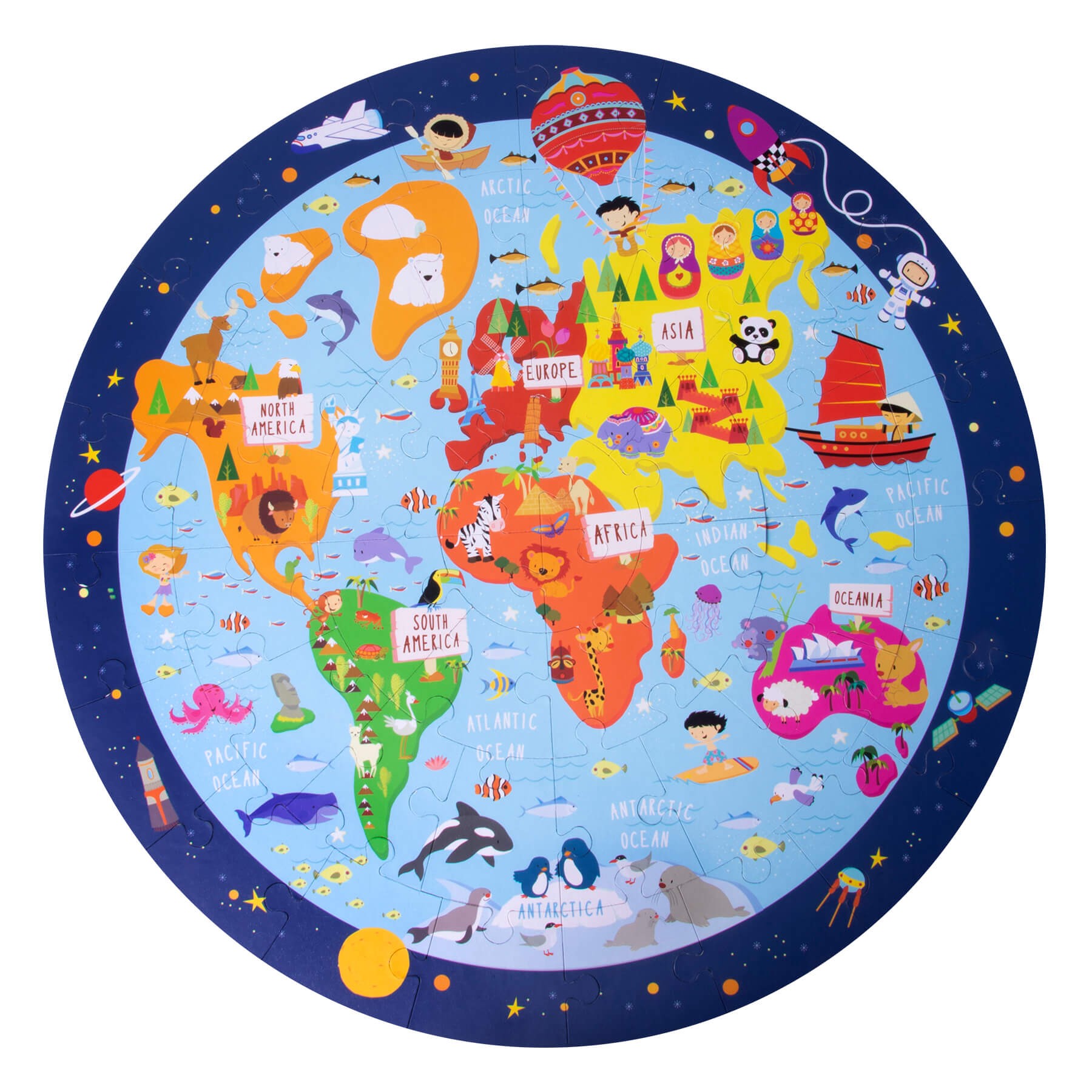  Apli Puzzle Circulaire Carte du Monde,