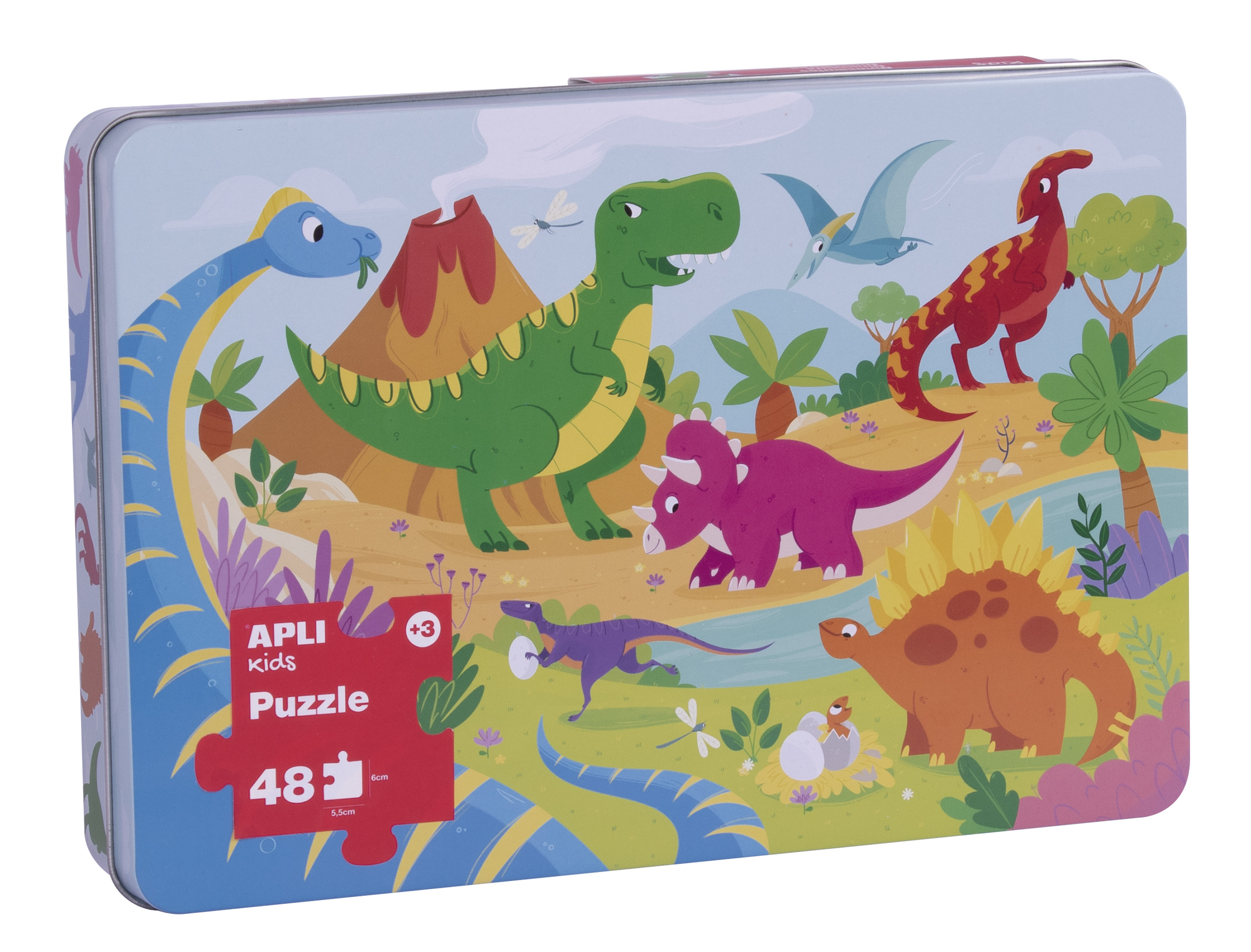 ✓ Puzzle Dinosaure Apli Kids - 48 Pièces de 5,5x6cm - Boîte Rectangulaire  en Métal - Design Exclusif pour Enf en stock - 123CONSOMMABLES