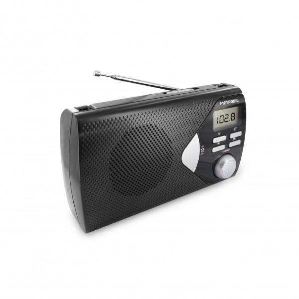 Radio portable AM/FM Metronic avec fonction alarme - Fonctionne sur piles - Noir