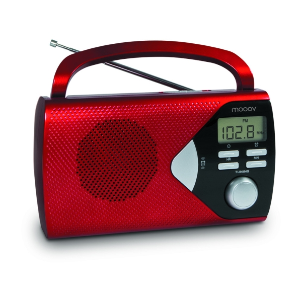 Radio portable AM/FM Metronic avec fonction réveil - Piles - Rouge