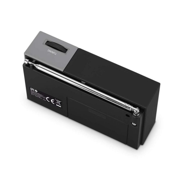 Radio portable analogique SPC Jetty Lite FM/AM - Entrée jack 3,5 mm - Antenne télescopique - Alimenté par batterie - Couleur noir/gris