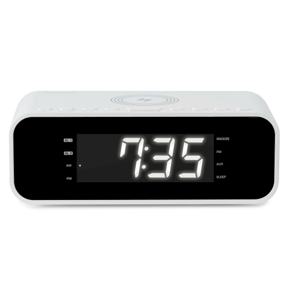 Radio-réveil Thomson CR221I - Chargeur à induction - USB - Double alarme - Blanc