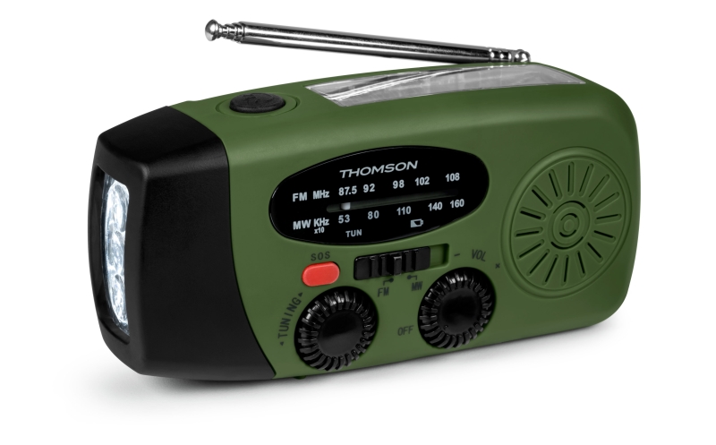 Radio Thomson RT260 - Lampe de poche d'urgence - Fonction Powerbank - Couleur verte