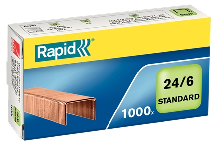 Rapid Confort Boite de 1000 Agrafes 24/6 - Jusqu'à 20 Feuilles - Fil de Cuivre Souple - Epingle 6mm