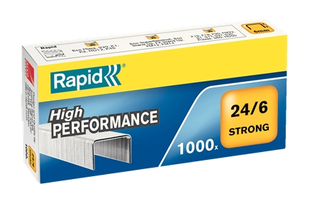 Rapid Strong Boite de 1000 Agrafes 24/6 - Jusqu'à 30 Feuilles - Fil Galvanisé Renforcé - Pied 6mm