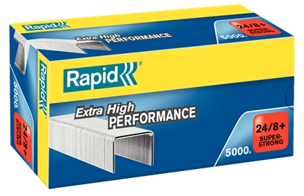 Rapid Super Strong Boite de 5000 Agrafes 24/8+ - Jusqu'à 50 Feuilles - Fil Galvanisé Super Renforcé - Broche 8,5mm