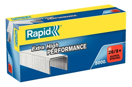 Rapid Super Strong Boite de 5000 Agrafes 26/8+ - Jusqu'à 50 Feuilles - Fil Galvanisé Super Renforcé - Broche 8,5mm