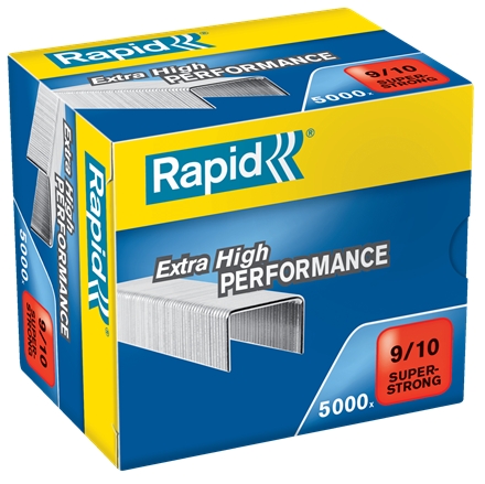 Rapid Super Strong Boite de 5000 Agrafes 9/10 - De 40 à 70 Feuilles - Fil Galvanisé Super Renforcé - Pin 10mm