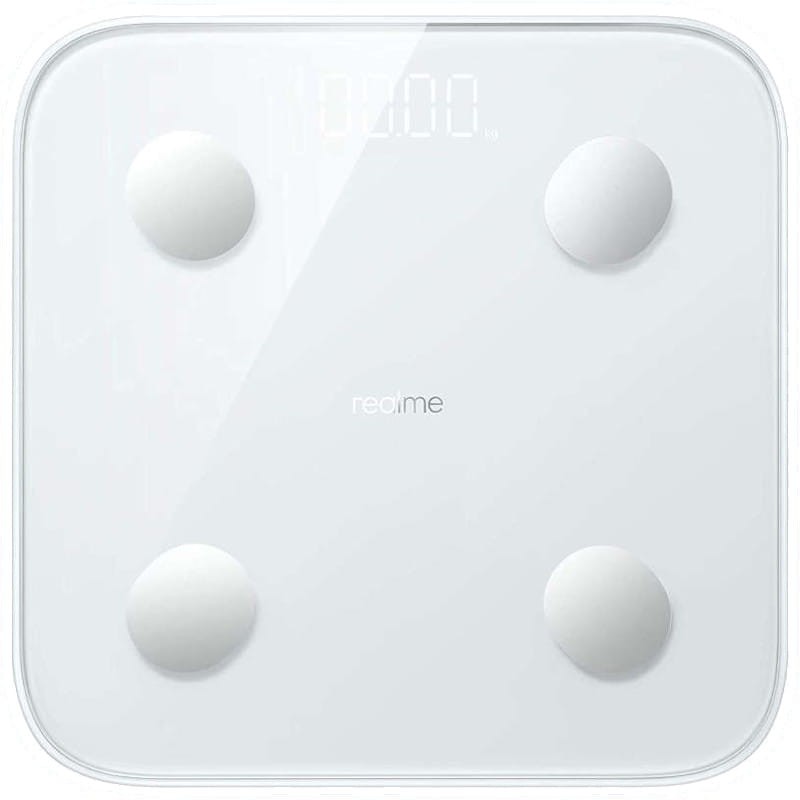 Realme Smart Scale Smart Scale - Bluetooth 5.0 - Écran LED - 14 données corporelles - Contrôle de la fréquence cardiaque - Couleur blanche