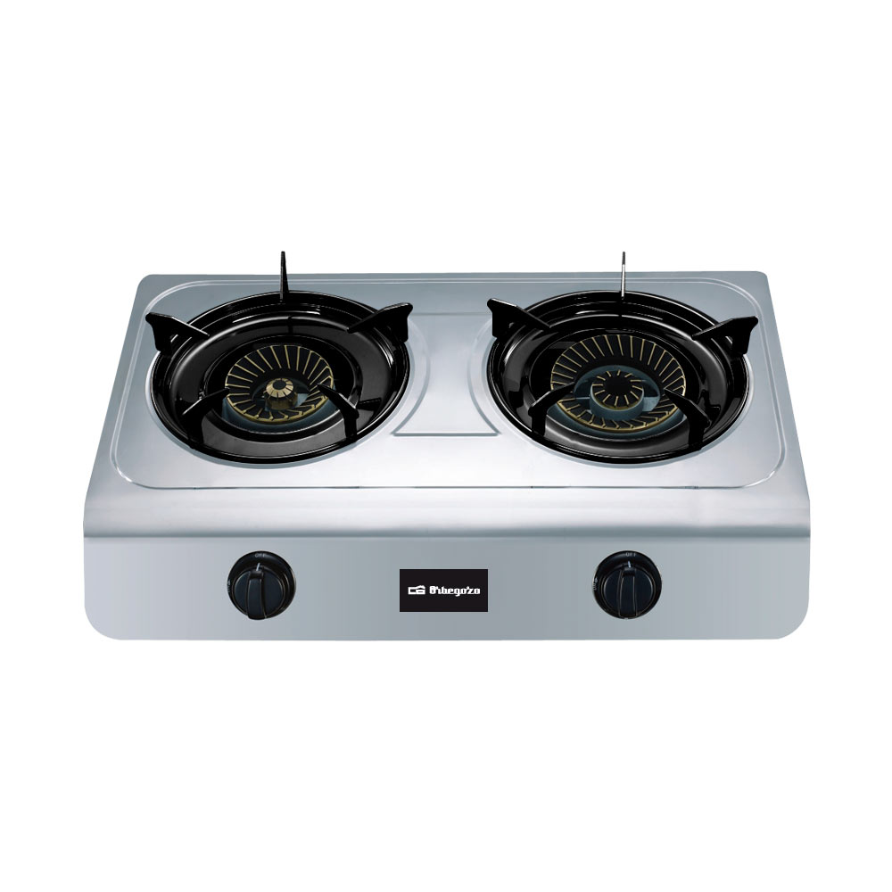 Réchaud à Gaz Orbegozo FO 2700 en Inox - Compact et Polyvalent - 2 Brûleurs Triple Couronne - Allumage Piézoélectrique - pour Gaz Butane ou Propane