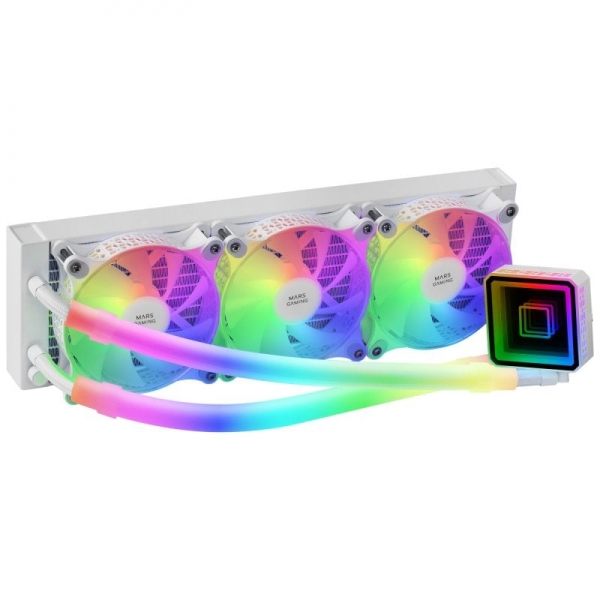 Refroidissement Liquide Mars Gaming ML-ULTRA360 - 650W TDP - Technologie OPTI-CHAMBER - Éclairage ARGB 360º - Ventilateurs Silencieux - Multiprise Universelle - Couleur Blanc