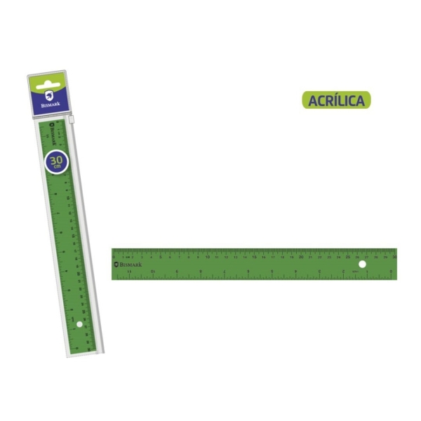Règle acrylique Bismark 30 cm - Haute qualité - Étui zippé - Vert