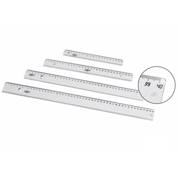 Règle Faibo 50 cm pour école supérieure - Bord biseauté et encré - Transparente