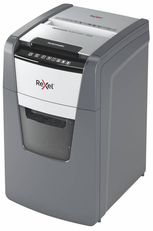 Rexel Destructeur Automatique Optimum Autofeed 150x Coupe en Particules - Alimentation Automatique Jusqu'à 150 Feuilles - Capacité 44L - Technologie Anti-Bourrage - Couleur Noir