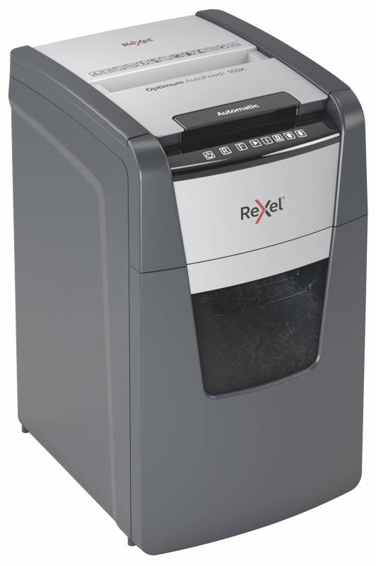 Rexel Destructeur Automatique Optimum Autofeed 150x Coupe en Particules - Alimentation Automatique Jusqu'à 150 Feuilles - Capacité 44L - Technologie Anti-Bourrage - Couleur Noir