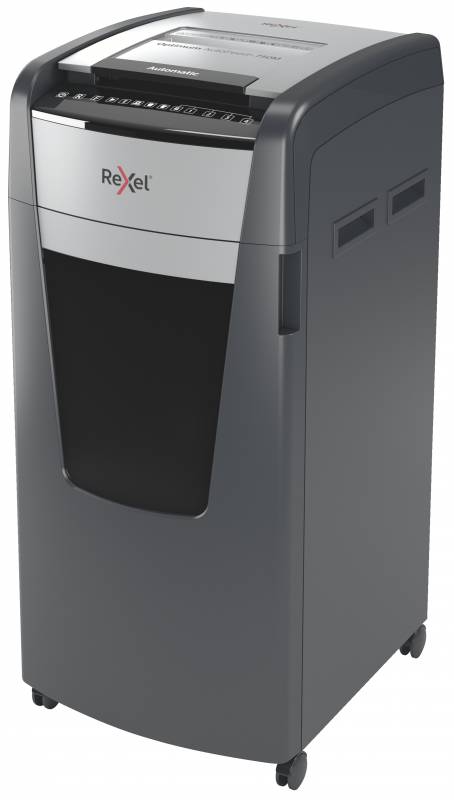 Rexel Optimum Autofeed 750M Destructeur Automatique Micro-Cut - Alimentation Automatique Jusqu'à 750 Feuilles A4 - P-5 Micro Cut - Corbeille 140L - Roues Pivotantes - Technologie Anti-Bourrage - Noir