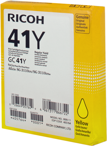 Ricoh cartouche gel encre GC-41Y jaune