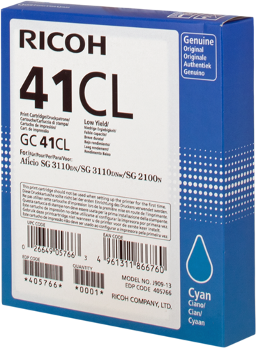 Ricoh cartouche gel encre GC-41CL cyan