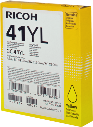 Ricoh cartouche gel encre GC-41YL jaune