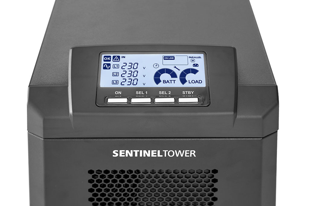 Riello Sentinel Tower 6000 UPS 6000VA 6000W - Bornier 2x IEC 320 C13, USB 2.0, RS-232