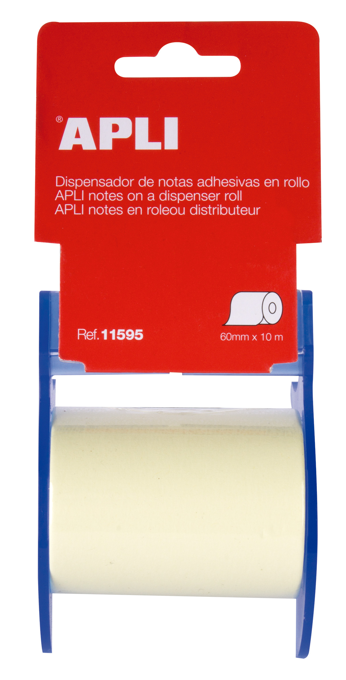 Rouleau distributeur de notes adhésives Apli - 60 mm x 10 m - Facile à utiliser - Adhésif de qualité - Jaune