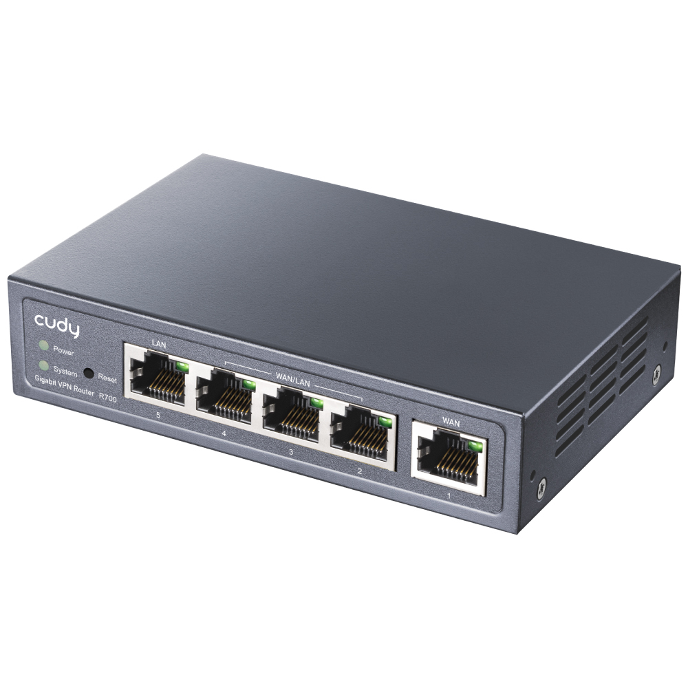 Routeur VPN WiFi Cudy R700 AC1200 - 1 port WAN Gigabit - 3 ports WAN/LAN Gigabit - 1 port LAN Gigabit