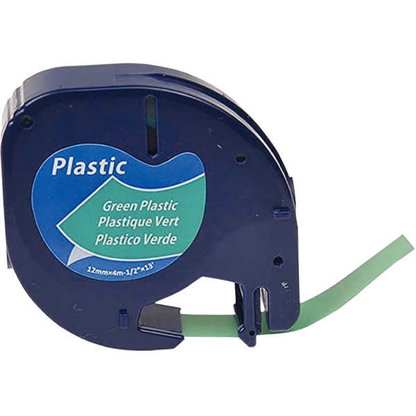 Ruban compatible Dymo LetraTag S0721640 - Texte noir sur fond vert - Largeur 12 mm x 4 mètres