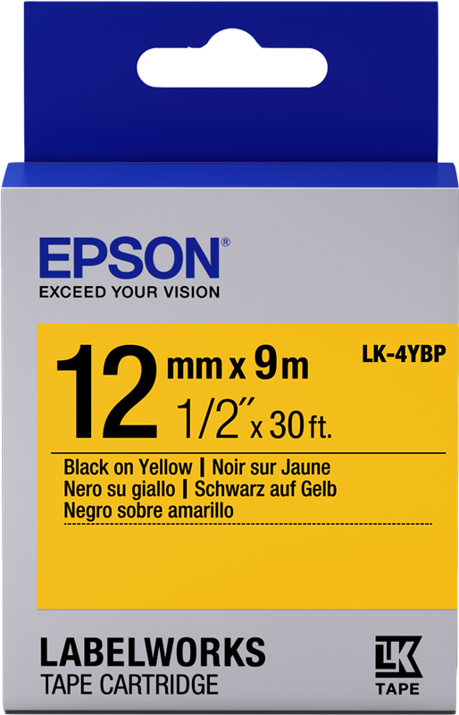 Epson Ruban Pastel LK-4YBP noir sur jaune 12 mm